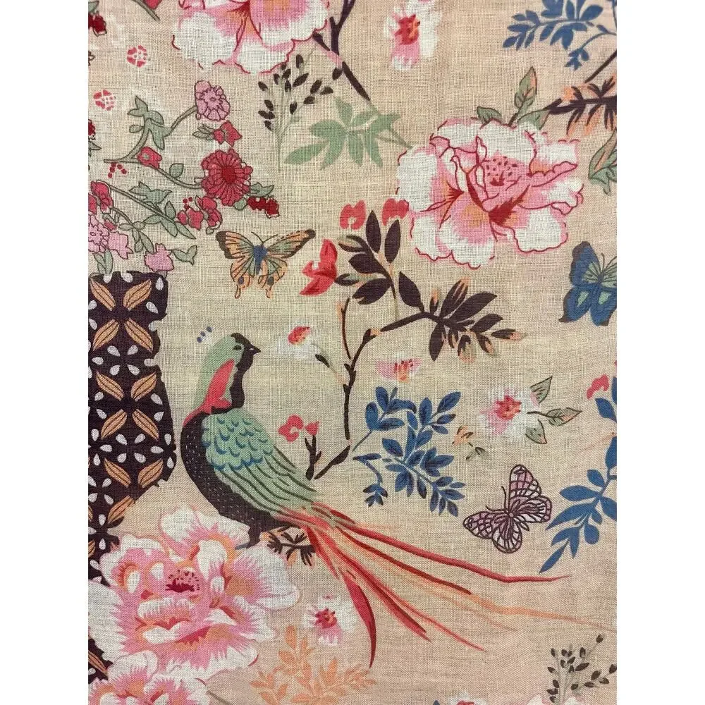 Pool To Party Subtle Luxury Sarong Scarf One Size Floral Peacock Tassel Wrap